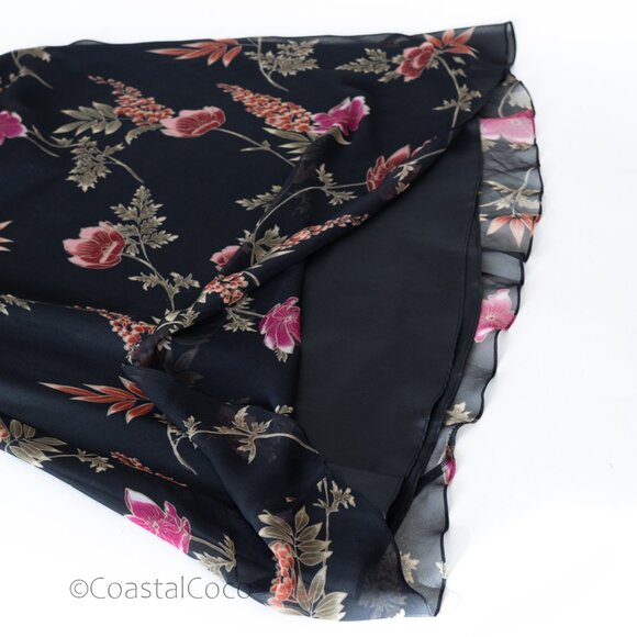 Vintage David Warren 12/14 Floral 100% Silk Flutter Y2K Dark Romantic Whimsigoth - Picture 9 of 12